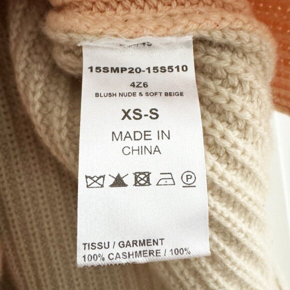 Chloe Ribbed Knit Cashmere Poncho Pink/Beige, size XS/S (fits up to XXL) - Picture 9 of 12